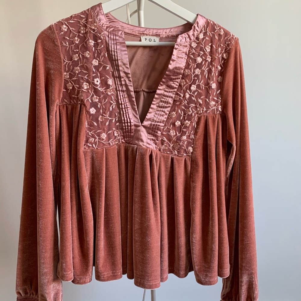 Velvet peasant blouse